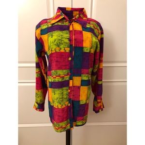 Vintage Groovy Button Down with Geometric Pattern